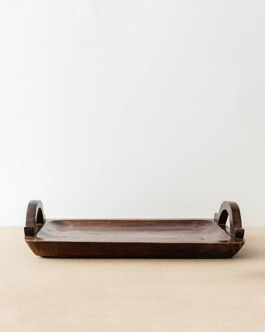 47th & Main Gracie Wood Serving Tray with Handles - Elegant Decorative Wooden Tray for Home Decor