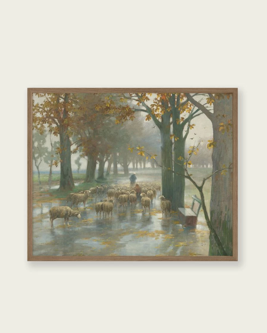 "Flock Of Sheep On A Rainy Day Art Print - Lone Fox Best Sellers Collection"