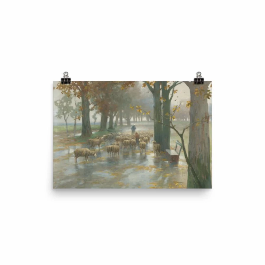 "Flock Of Sheep On A Rainy Day Art Print - Lone Fox Best Sellers Collection"