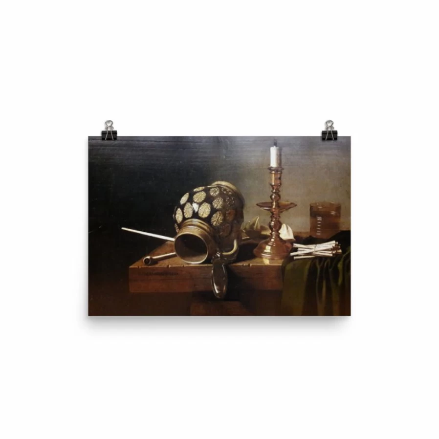 "Still Life Art Print - Jug and Candle Painting - Vintage Home Decor Wall Art"