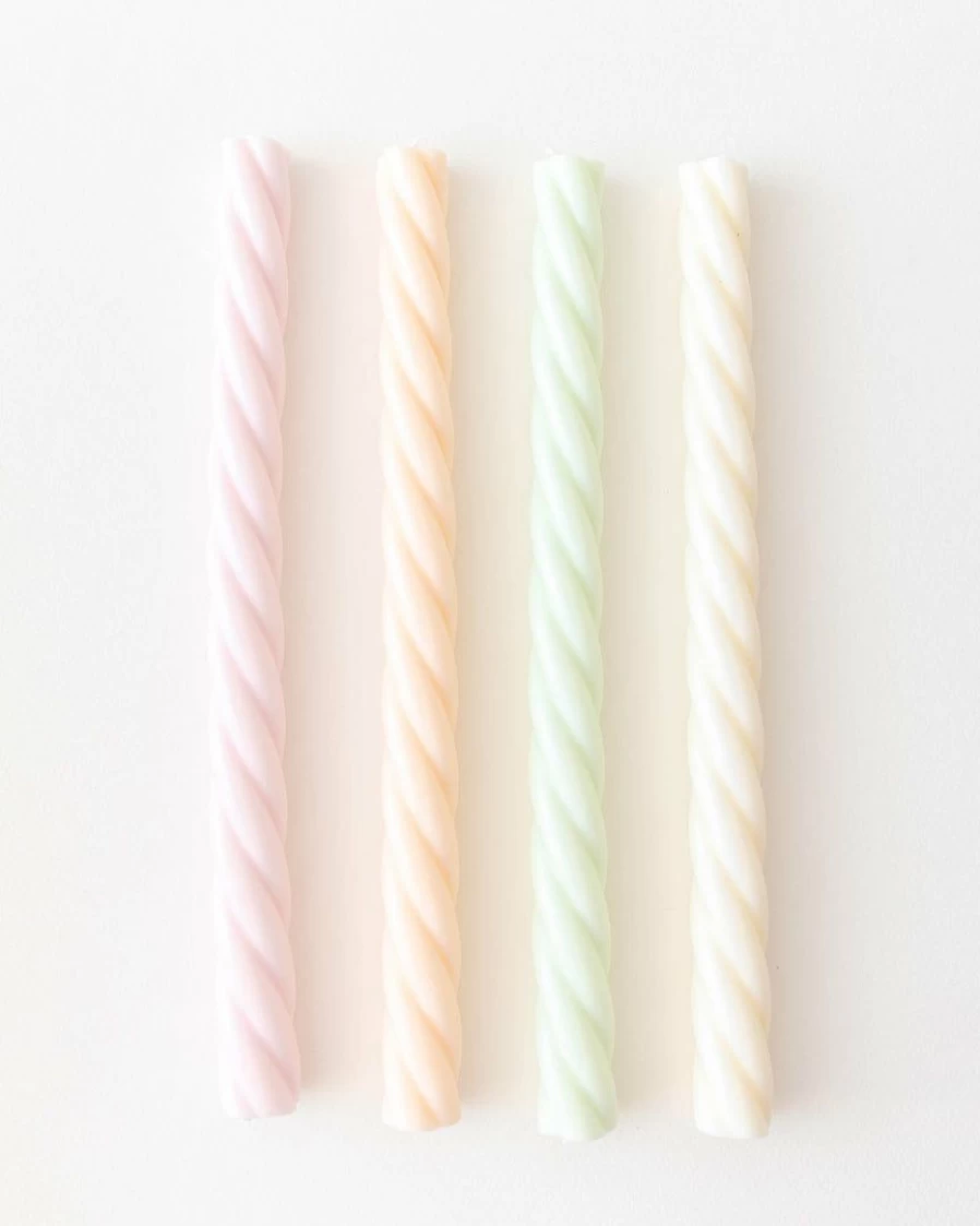 "Opal Living Twisted Taper Candles – Handcrafted Decorative Drip-Free Pillar Candles for Home Decor"