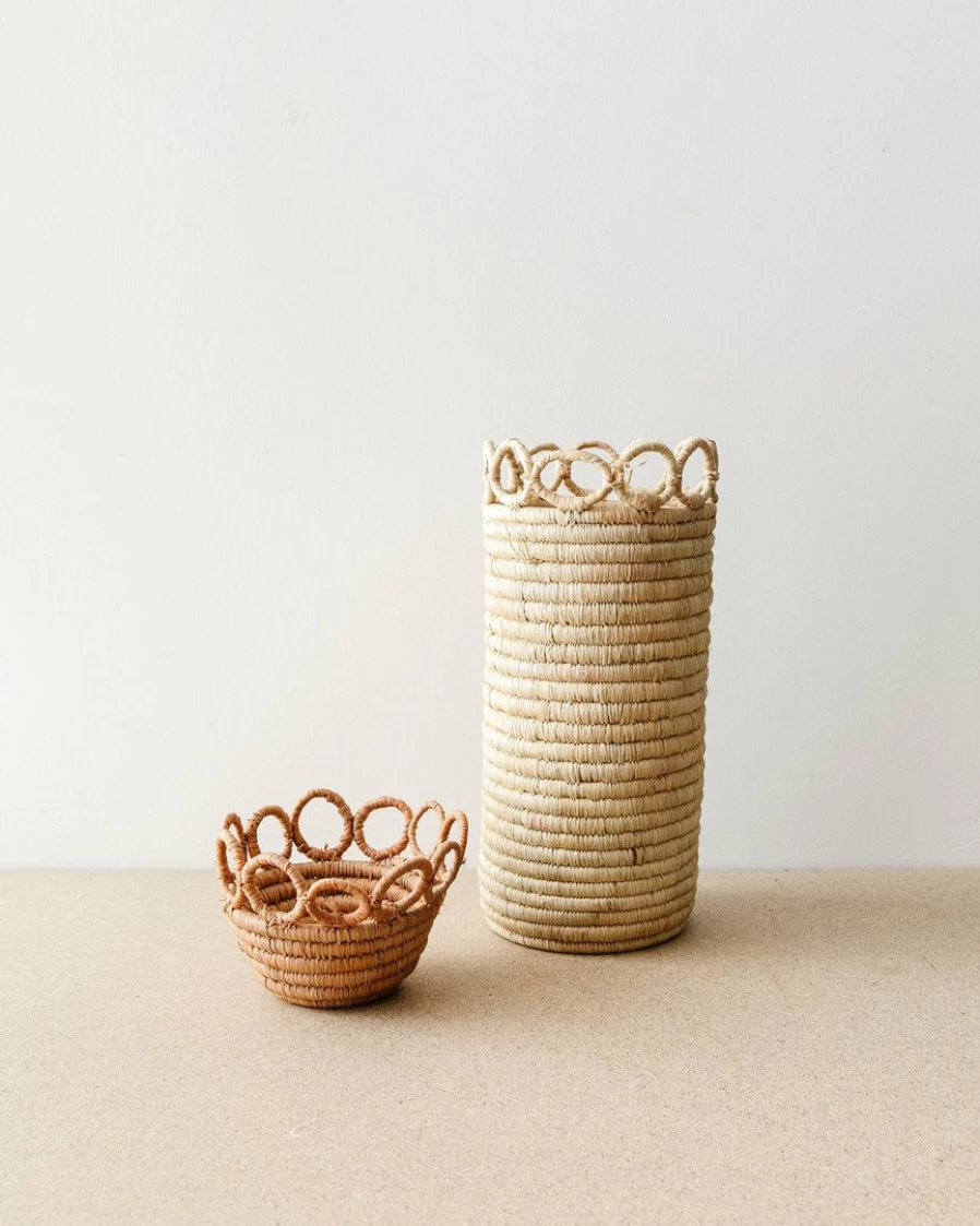 "Lone Fox Loopy Raffia Vases – Handwoven Decorative Vases for Boho Home Decor"