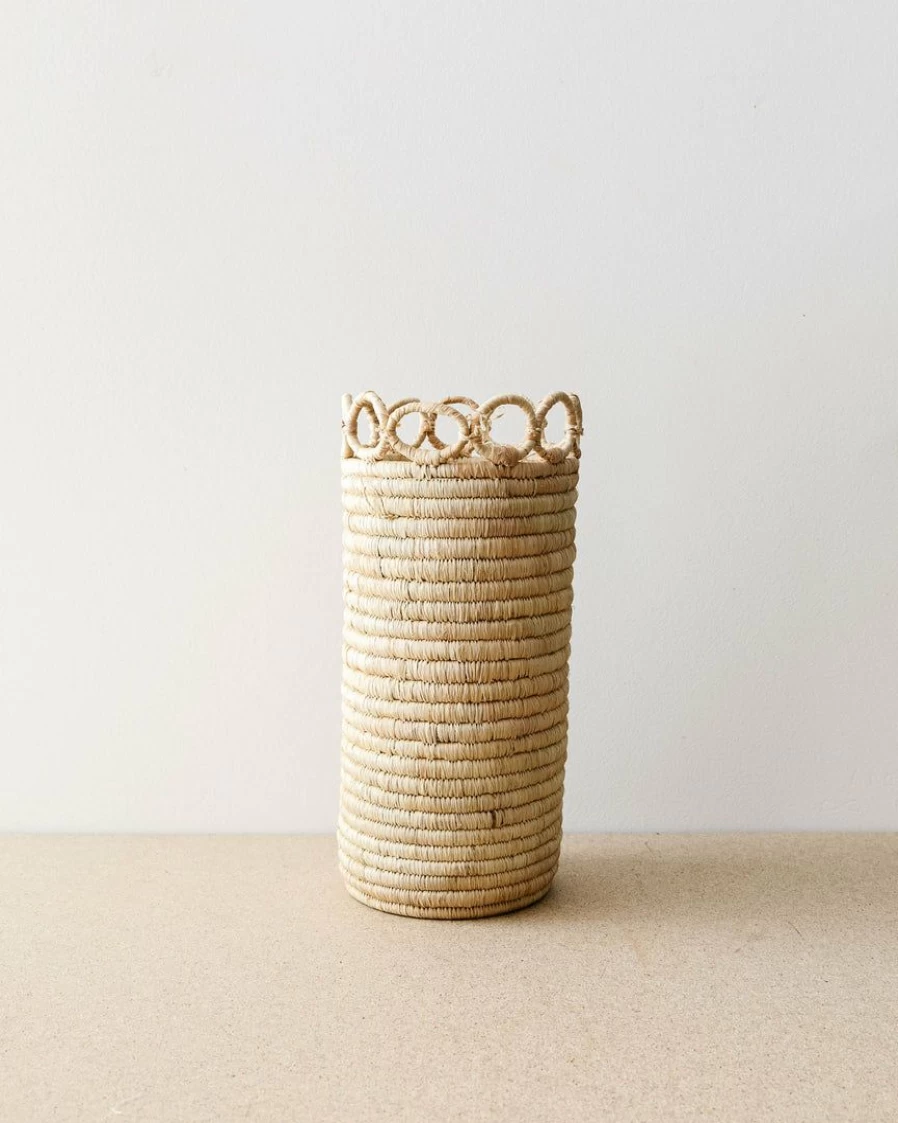 "Lone Fox Loopy Raffia Vases – Handwoven Decorative Vases for Boho Home Decor"