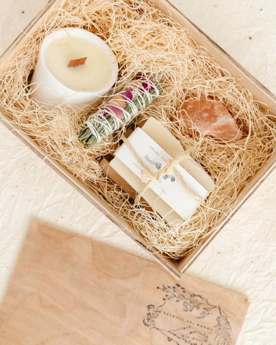 "Among The Flowers Sacred Spaces Self Care Gift Box – Luxury Aromatherapy & Relaxation Present"
