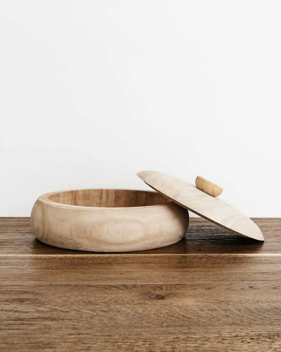 Castilla Paulownia Wood Bowl with Lid – Handcrafted Natural Serving Bowl for Kitchen & Dining