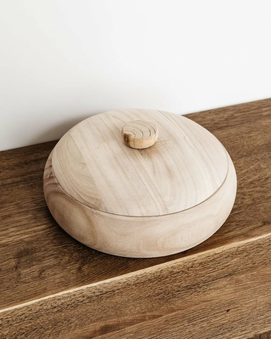 Castilla Paulownia Wood Bowl with Lid – Handcrafted Natural Serving Bowl for Kitchen & Dining