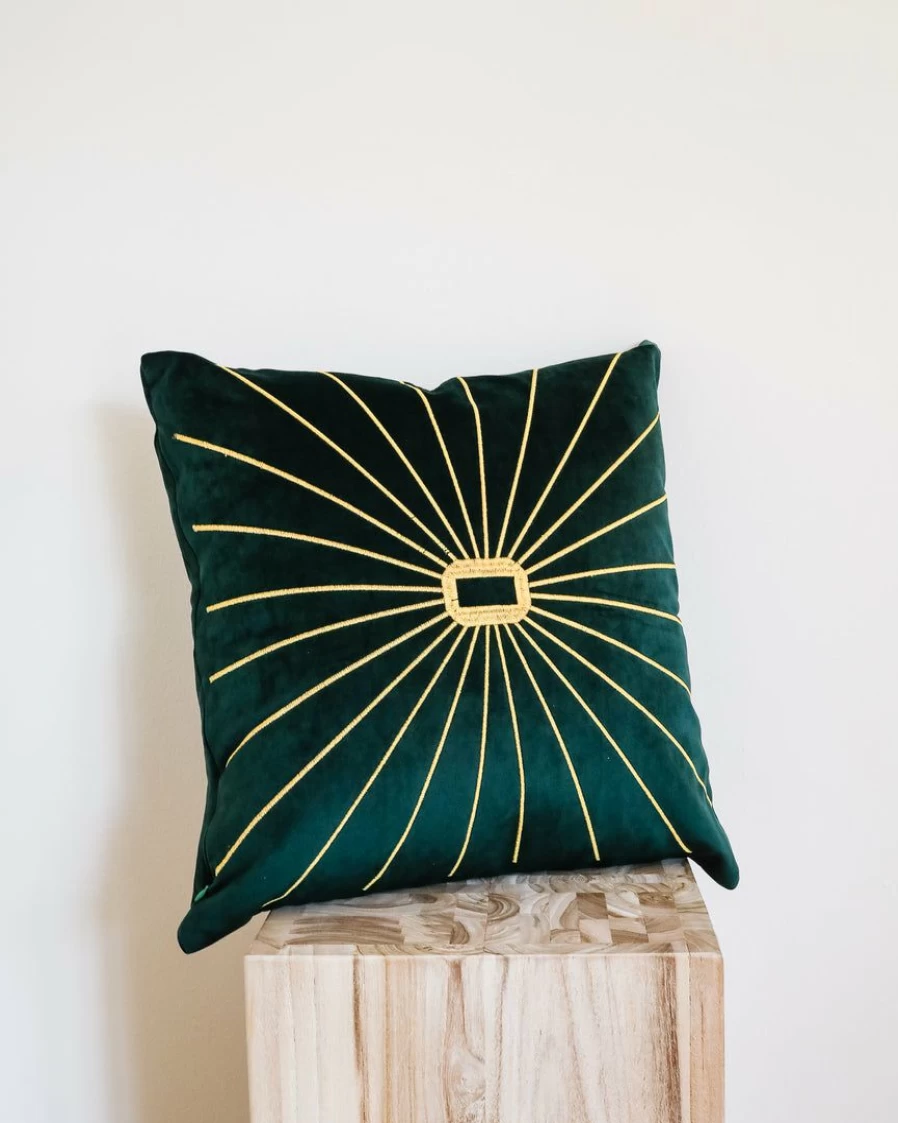 Lone Fox Ivy Embroidered Velvet Pillow Cover - Elegant Home Decor Cushion Case