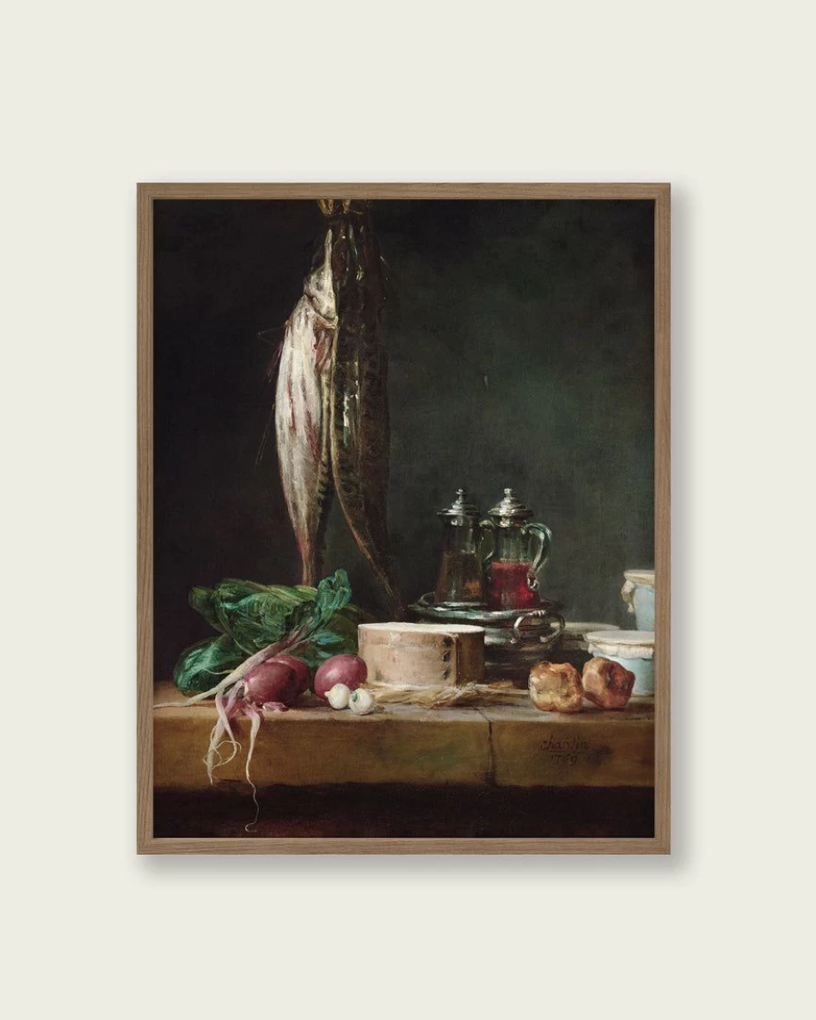 "Lone Fox 'Fish And Vegetables' Vintage Art Print - Kitchen Decor, Wall Art Poster"