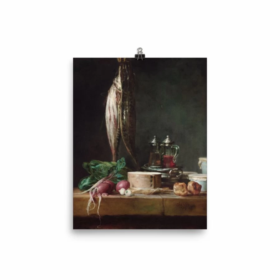 "Lone Fox 'Fish And Vegetables' Vintage Art Print - Kitchen Decor, Wall Art Poster"