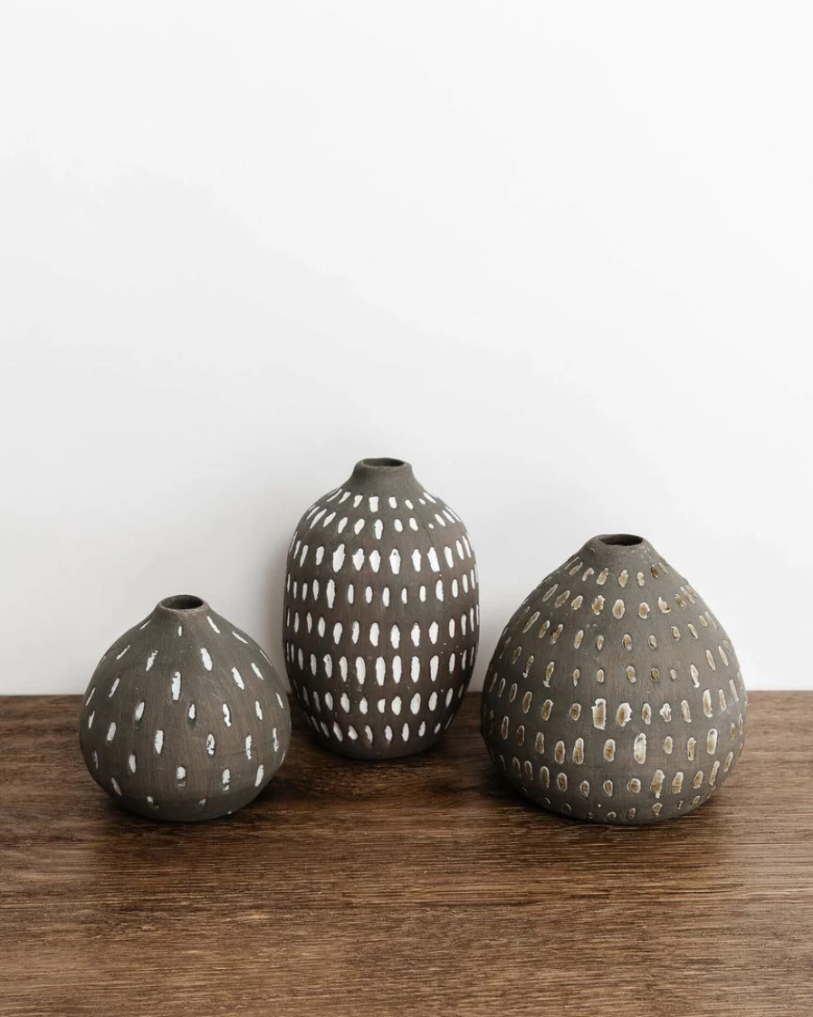 Terracotta Vase Set of 3 - Handcrafted Decorative Plant Pots for Home & Garden