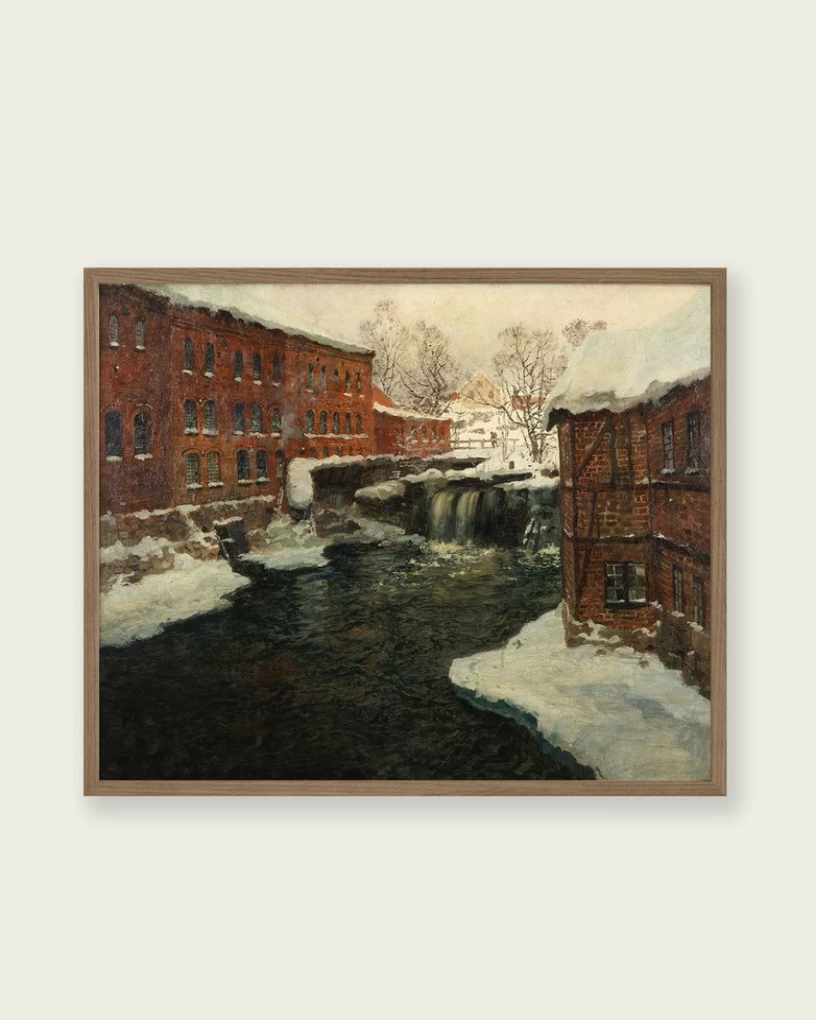 "Frits Thaulow Mill Scene Art Print - Lone Fox Scandinavian Landscape Wall Art"