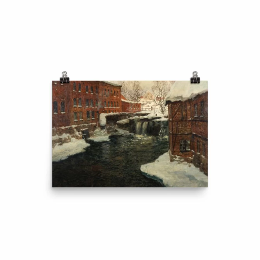 "Frits Thaulow Mill Scene Art Print - Lone Fox Scandinavian Landscape Wall Art"