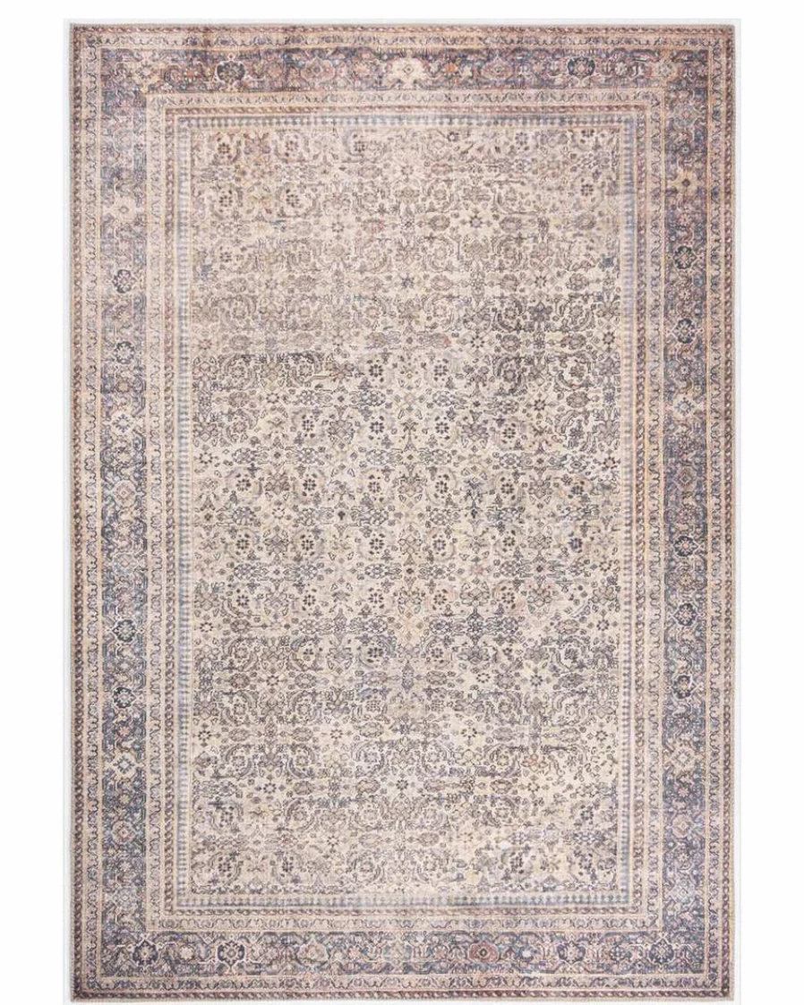 "Lone Fox Chantilly Vintage Floral Distressed Rug - Bohemian Chic Area Carpet for Living Room & Bedroom"