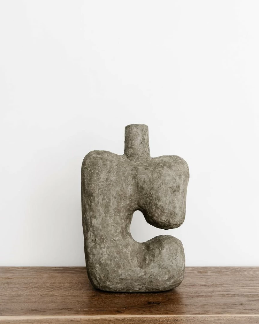 "Handmade Abstract Paper Mache Vase – Modern Boho Home Decor"