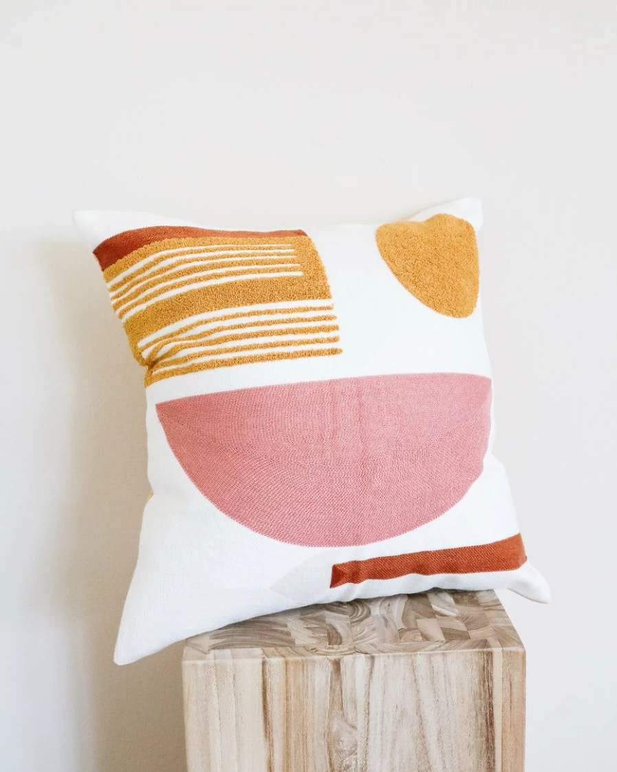 "Layla Embroidered Pillow Cover - Bohemian Home Decor - Handmade Decorative Throw Pillow Case"
