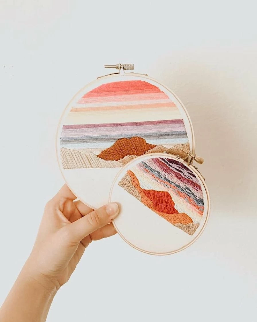 "Lone Fox Desert Dreamer Embroidery Kit - DIY Craft Kit with Embroidery Hoop, Thread, and Pattern"