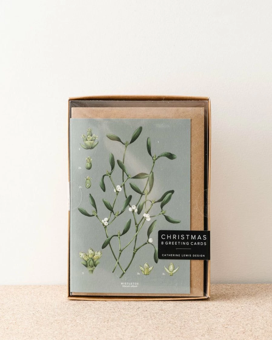 Botanical Christmas Greeting Cards - Box of 8 Festive Holiday Cards by Catherine Lewis Design