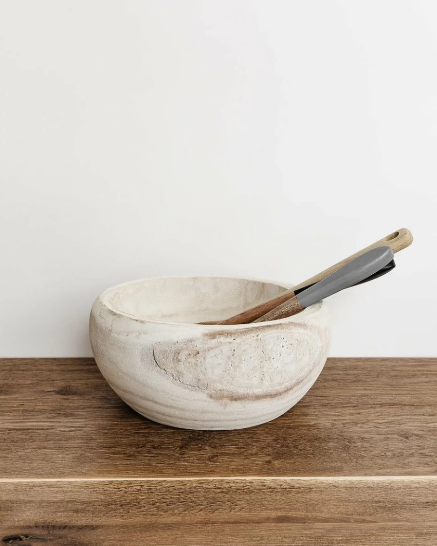 Hand-Carved Paulownia Wood Bowl by Lone Fox – Natural Vera Design for Home Decor