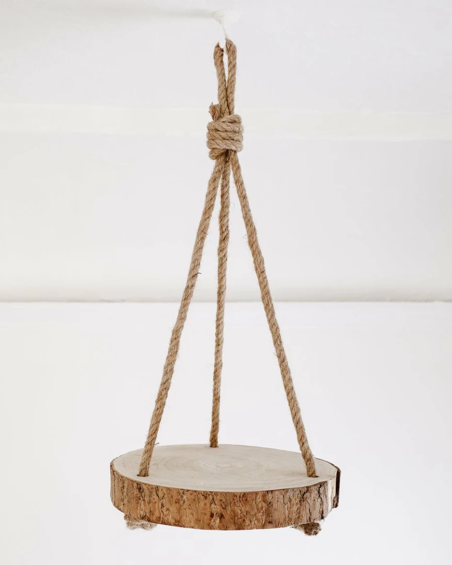Rustic Hanging Wood Slice Plant Holder for Indoor Outdoor Decor