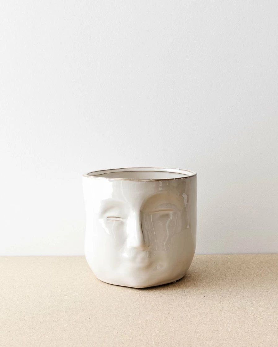 "Bloomingville Rue Ceramic Planter - Modern Profile Design for Indoor Plants"