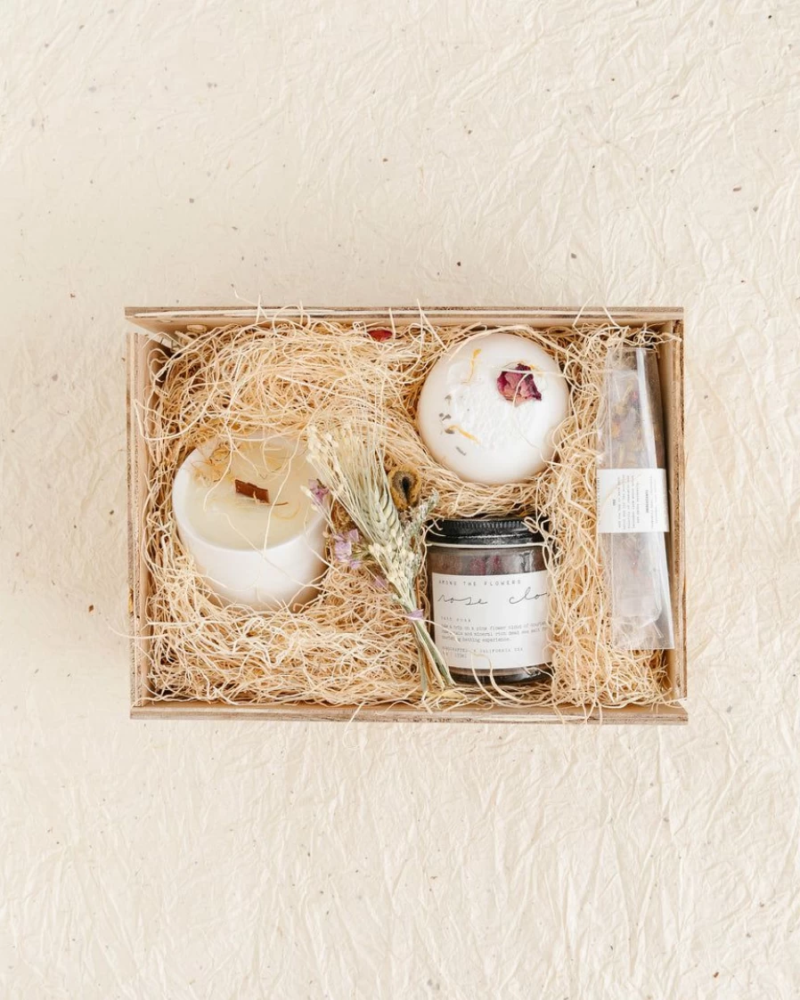 "Calming Waters Self Care Gift Box – Among The Flowers Relaxing Aromatherapy Set"