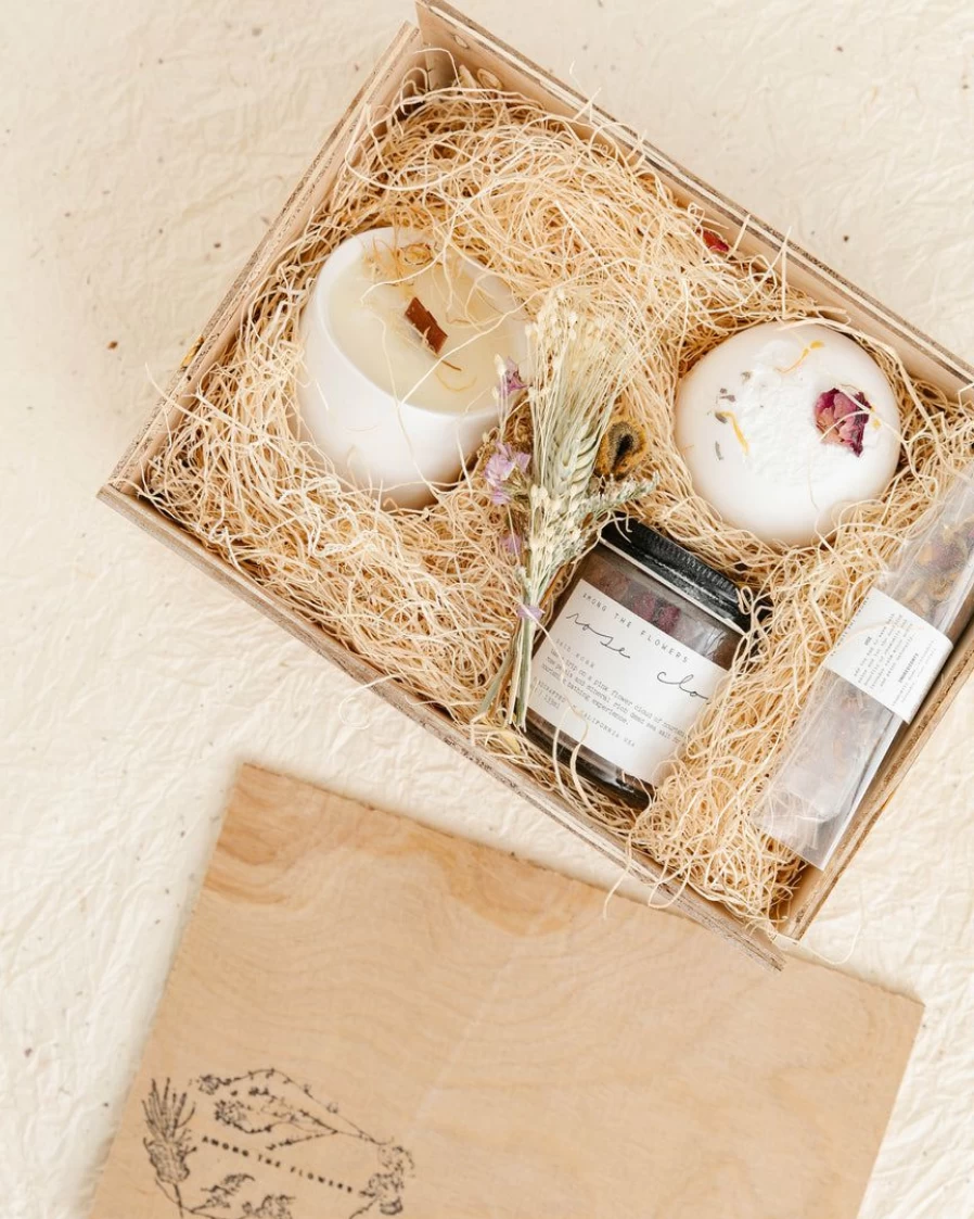 "Calming Waters Self Care Gift Box – Among The Flowers Relaxing Aromatherapy Set"
