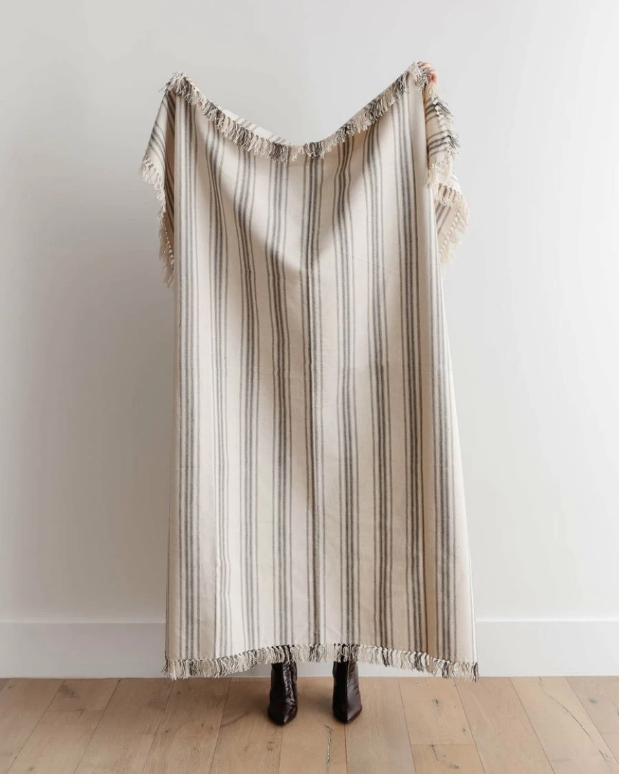 "Premium Woven Grain Sack Throw Blanket - Cream - Home Collections By Raghu"
