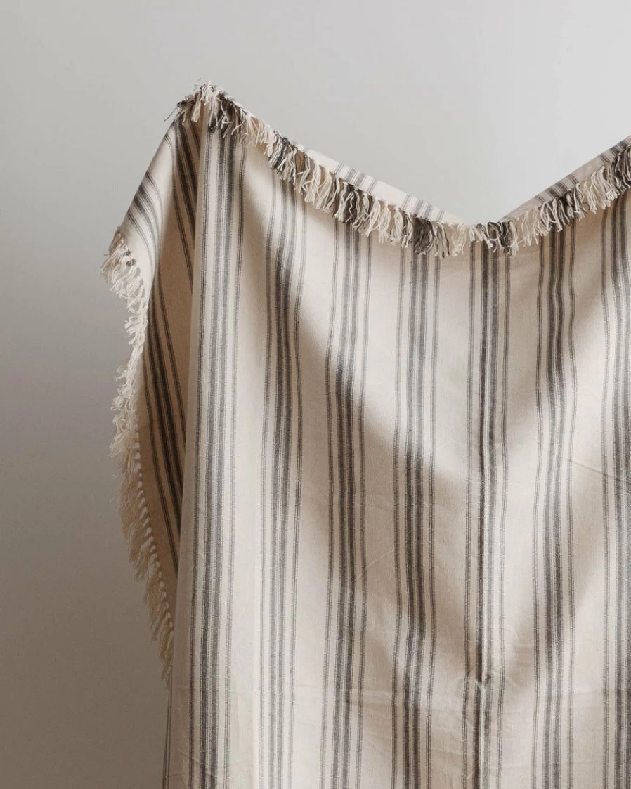"Premium Woven Grain Sack Throw Blanket - Cream - Home Collections By Raghu"