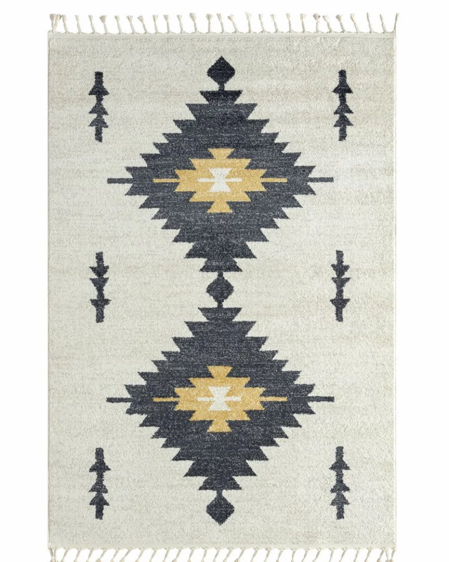 "Lone Fox New Riviera Rug - Bohemian Chic Distressed Vintage Area Rug for Living Room Bedroom"