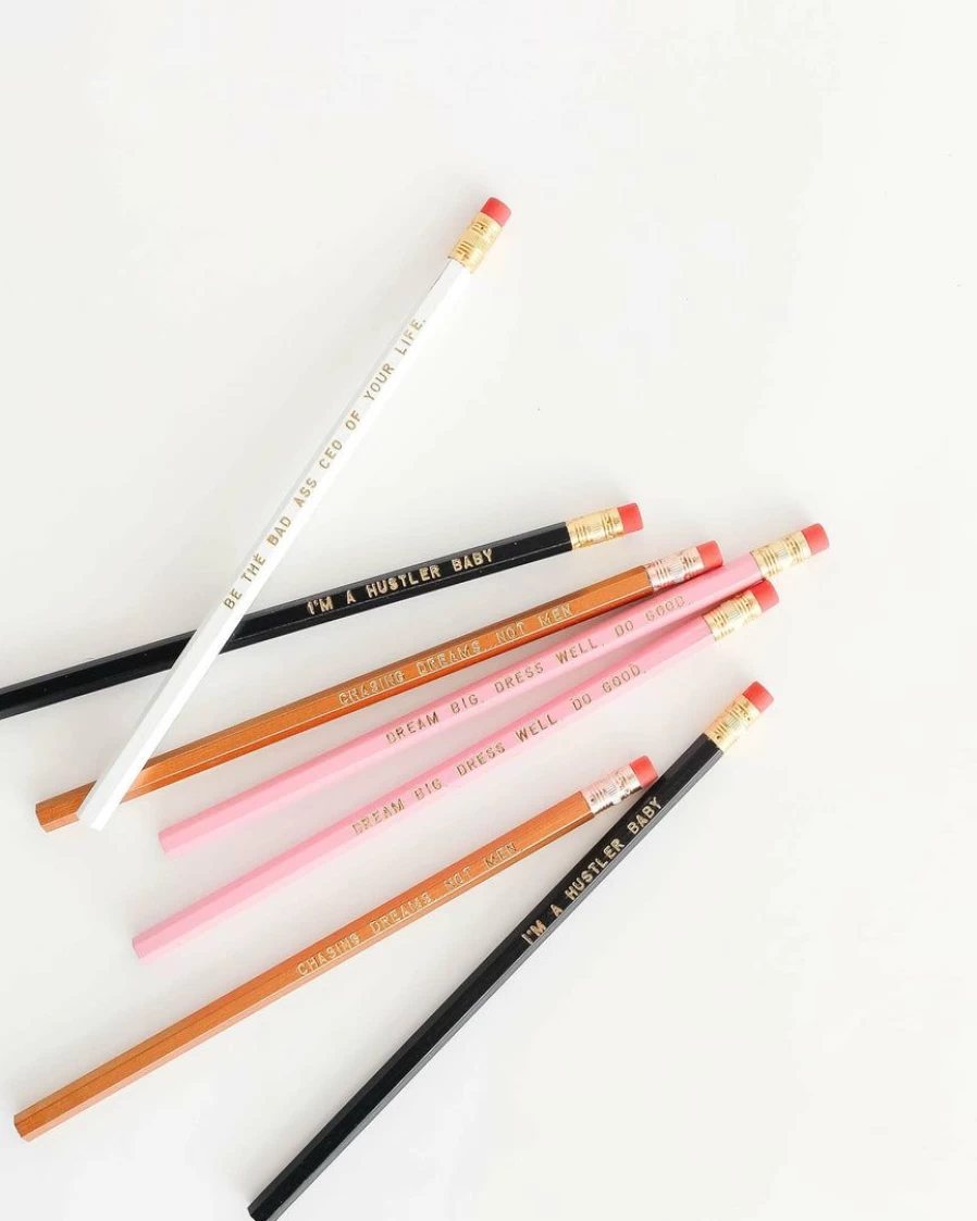 "Bad Ass Boss Lady Kitty Meow Pencil Set - Premium Boutique Office Supplies"
