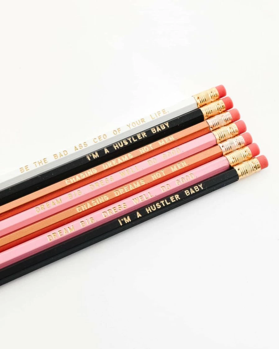 "Bad Ass Boss Lady Kitty Meow Pencil Set - Premium Boutique Office Supplies"