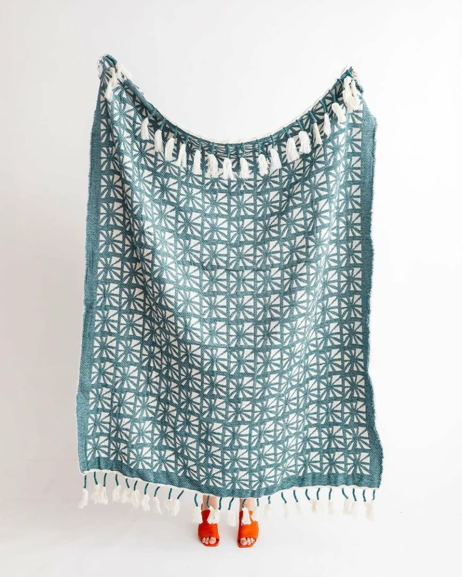 Mid Century Modern Woven Throw Blanket - Peking Handicraft Bohemian Decorative Home Decor
