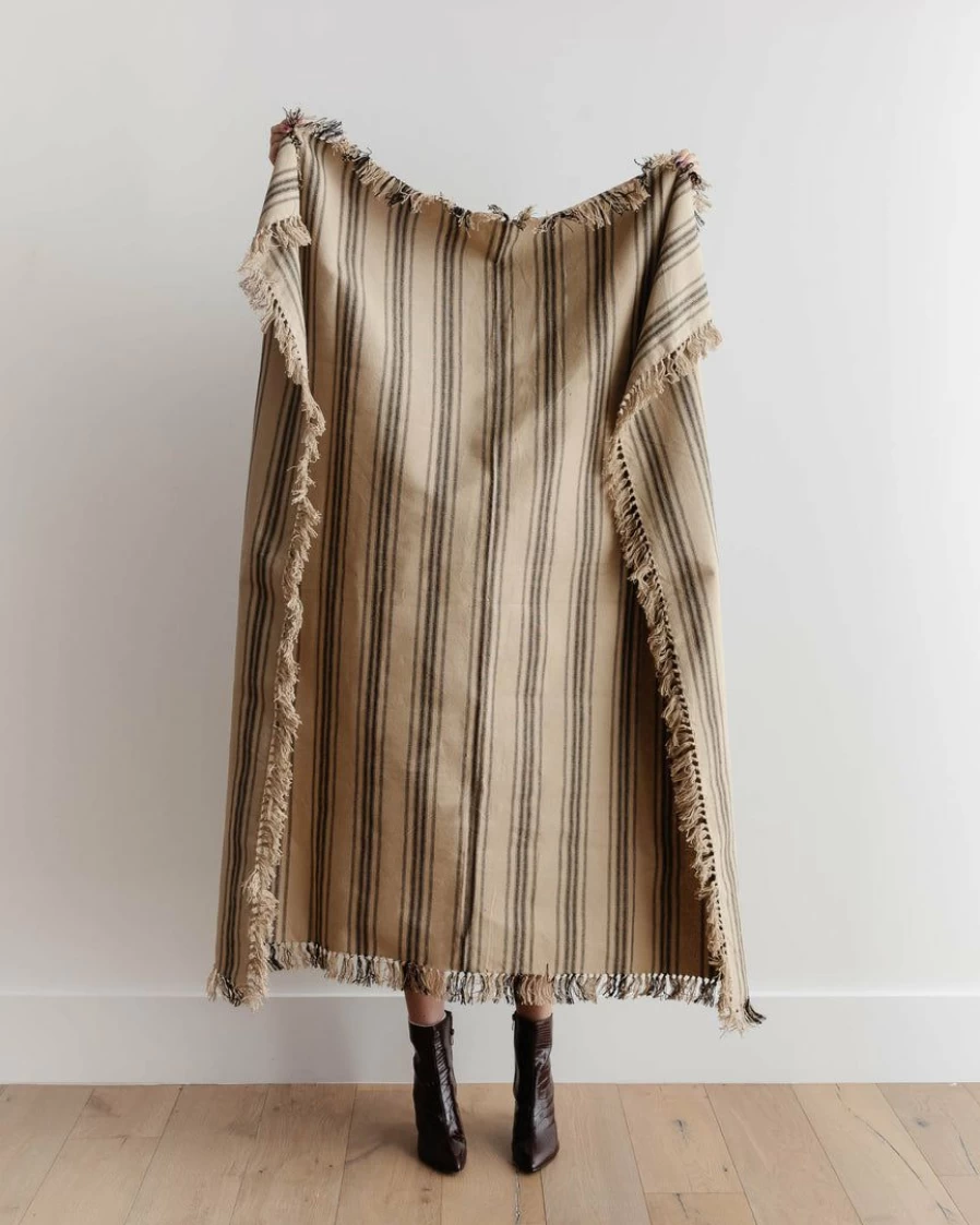 "Premium Woven Grain Sack Throw - Oat Color - Home Decor Essentials"