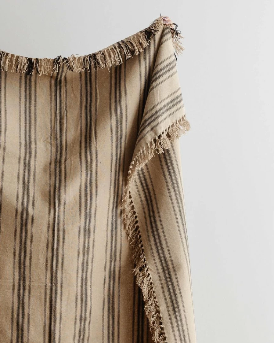 "Premium Woven Grain Sack Throw - Oat Color - Home Decor Essentials"