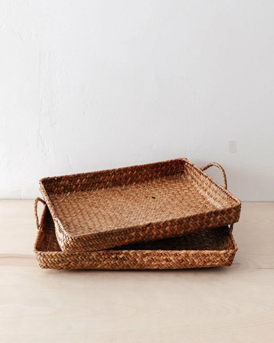 47Th & Main Seagrass Storage Trays Set Of 2 - Natural Woven Basket For Home Organization