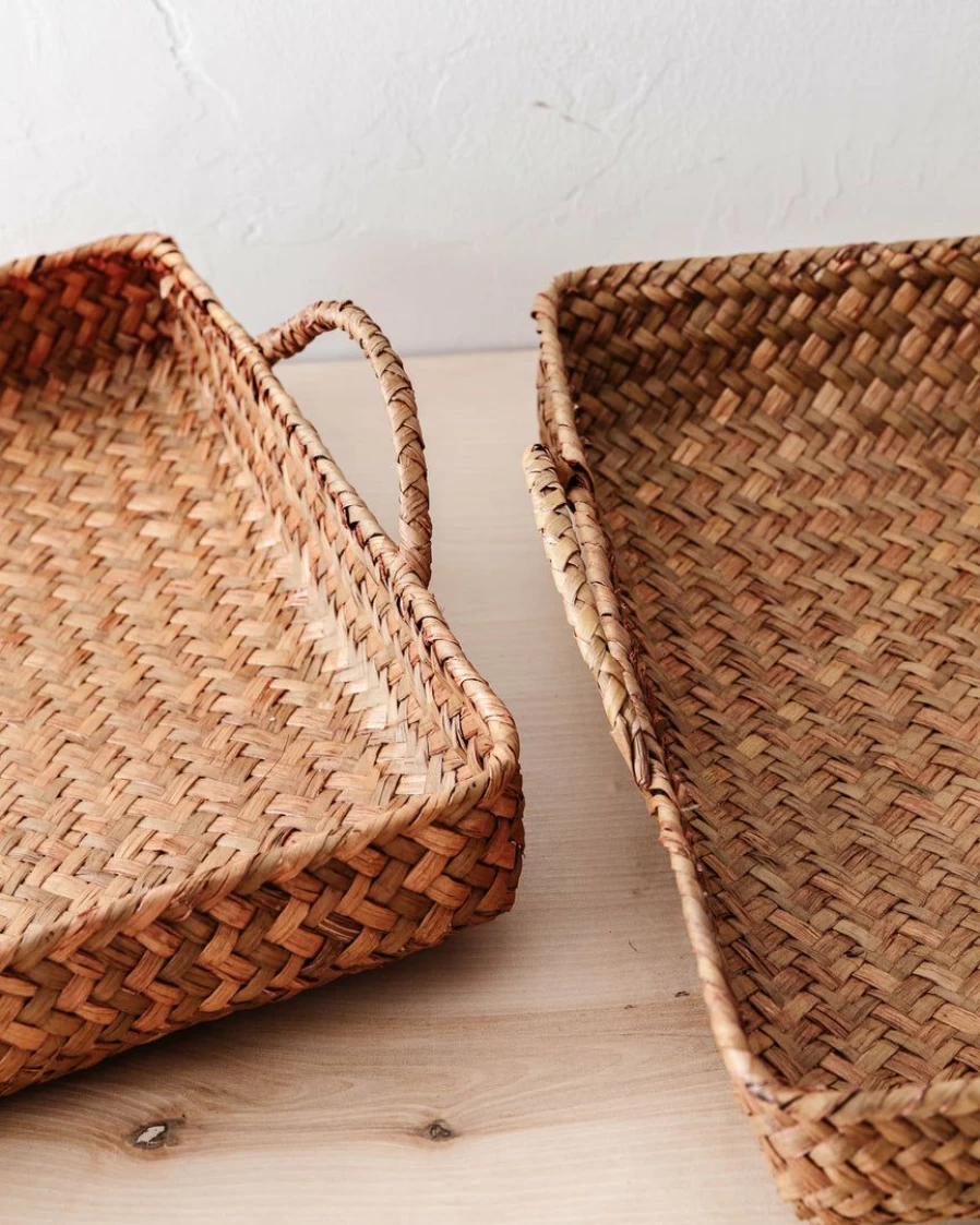 47Th & Main Seagrass Storage Trays Set Of 2 - Natural Woven Basket For Home Organization