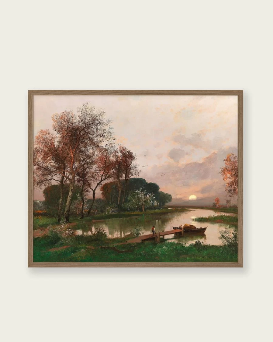 "Lone Fox 'A Landscape On The Pond' Wall Art Print - Nature Scene Poster for Home Decor"
