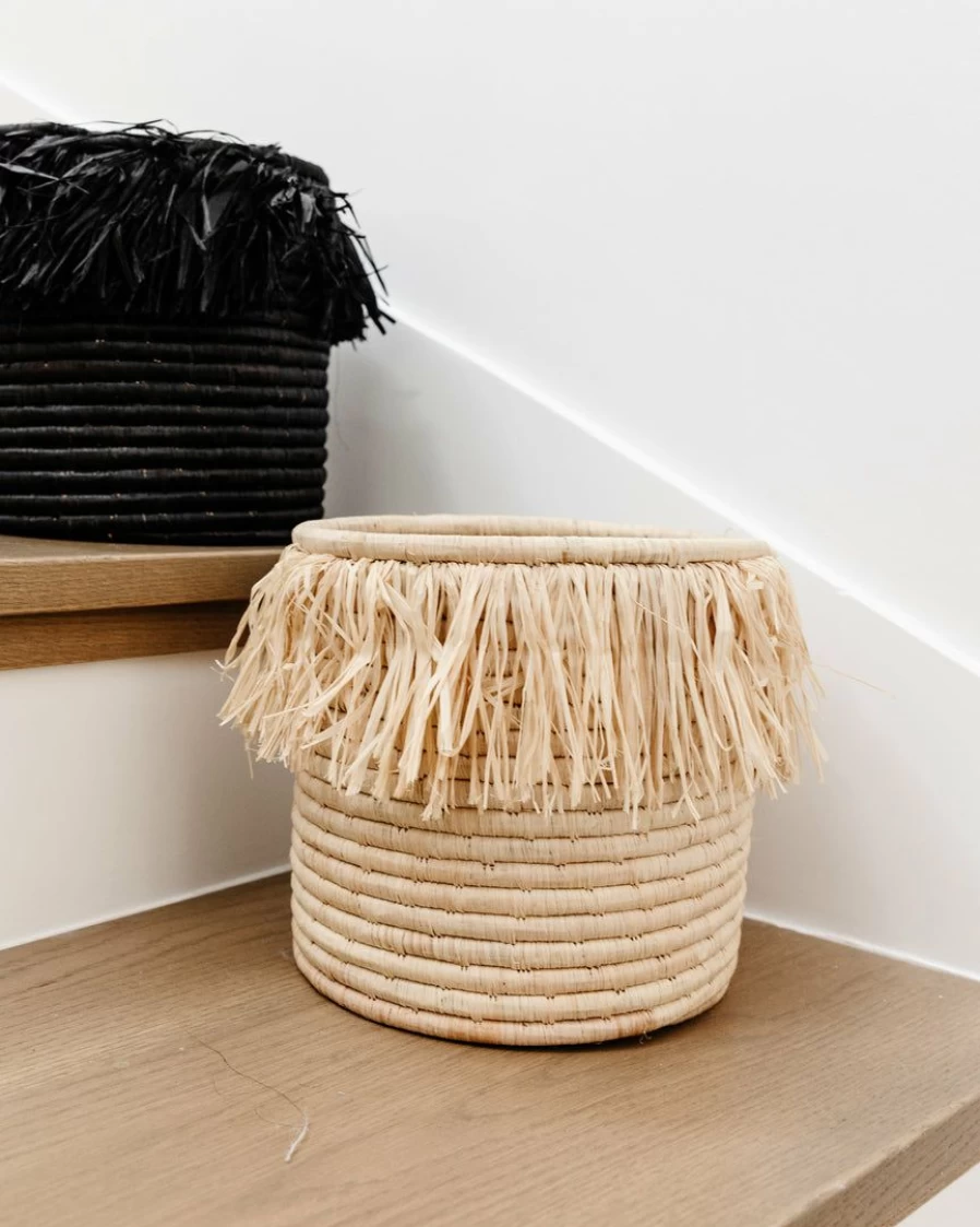 Lone Fox Fringed Decorative Catch All Basket - Stylish Storage for Home Organization