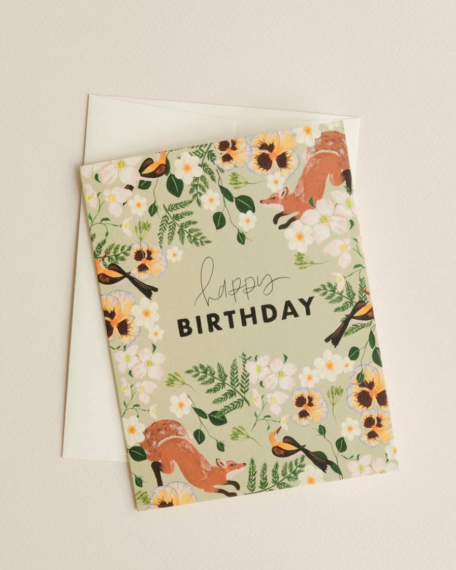 "Unique Fox Design Birthday Card - Creative Pen & Pillar Art Greeting Card"