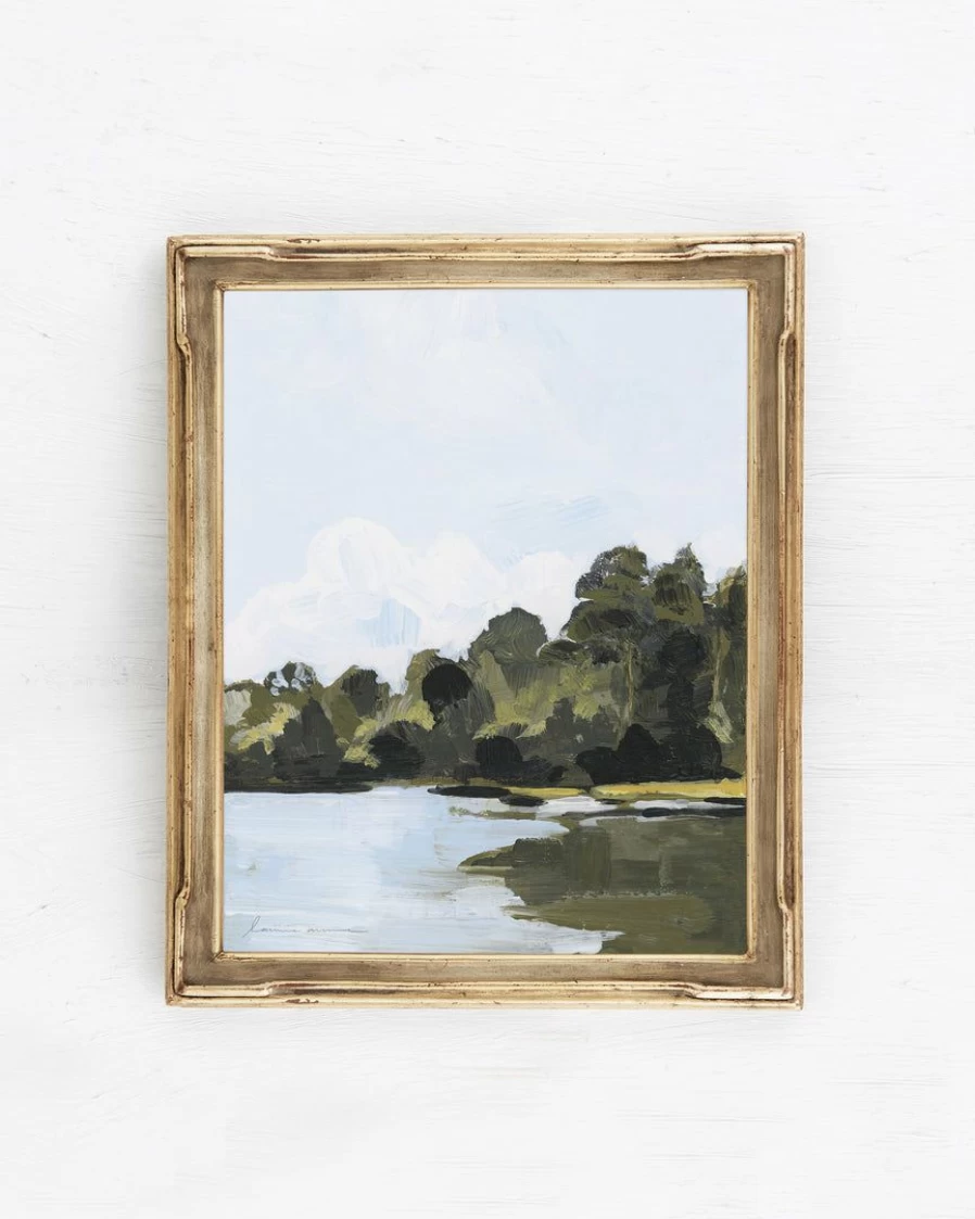 "Lone Fox 'The Lake' Framed Canvas Art Print - Nature Landscape Wall Decor"