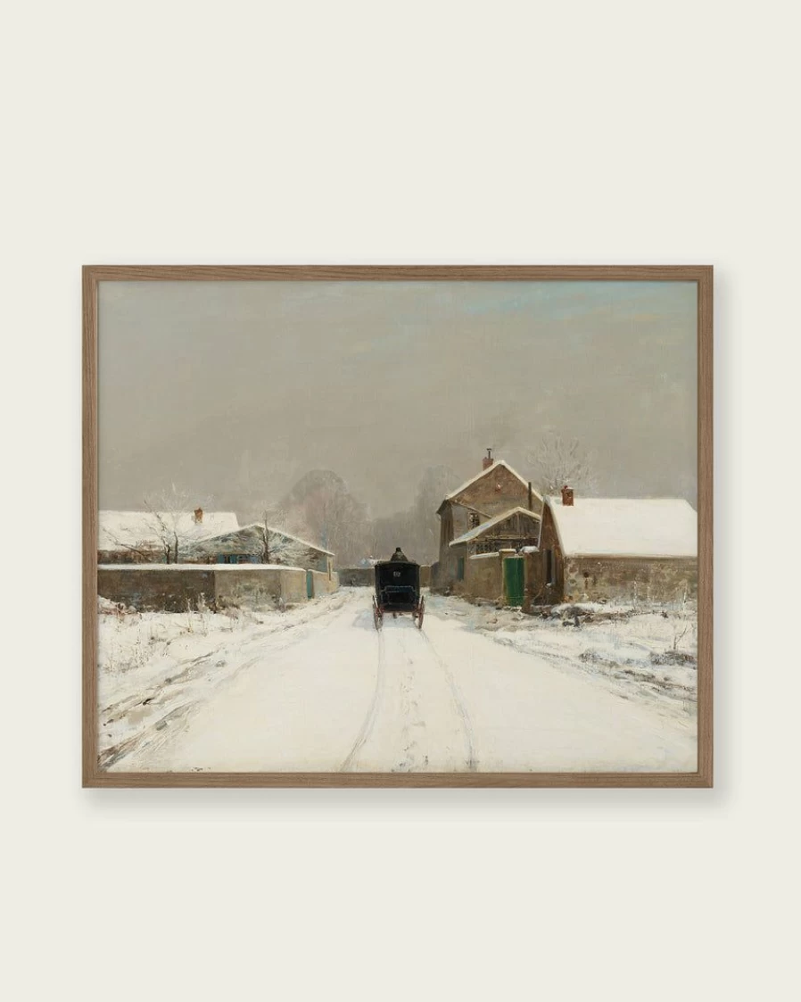"Lone Fox Winter Art Print 'L'Avenue De Neuilly On A Winter Day' – Parisian Street Scene Wall Decor"