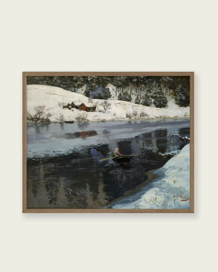 "Lone Fox Winter At The River Simoa Art Print - Limited Edition Wall Art"