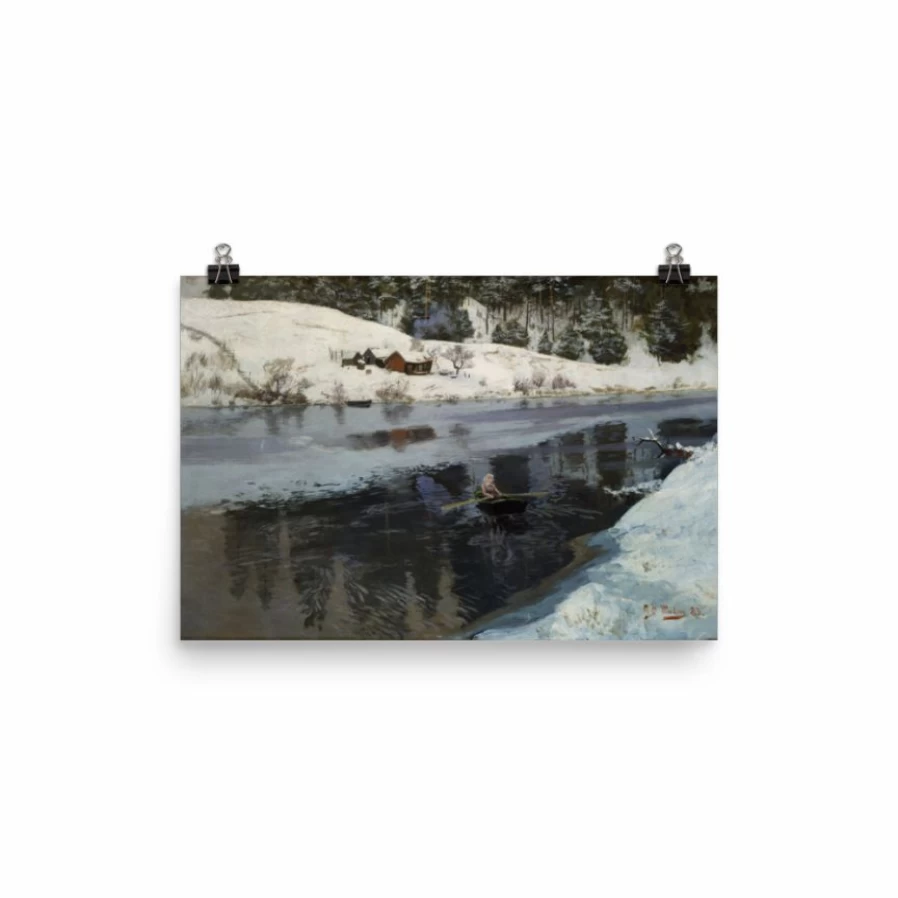 "Lone Fox Winter At The River Simoa Art Print - Limited Edition Wall Art"
