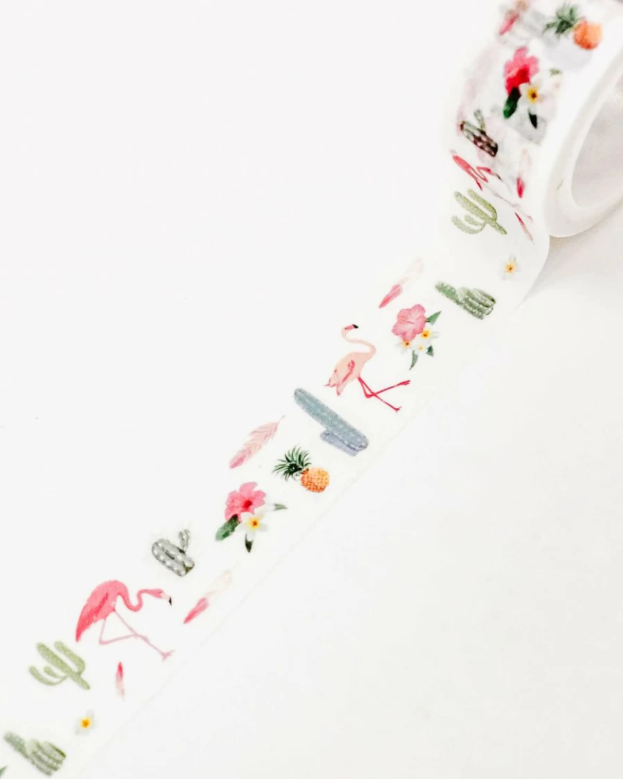 "Palm Springs Themed Washi Tape - Decorative Lone Fox Design for Scrapbooking & DIY Crafts"