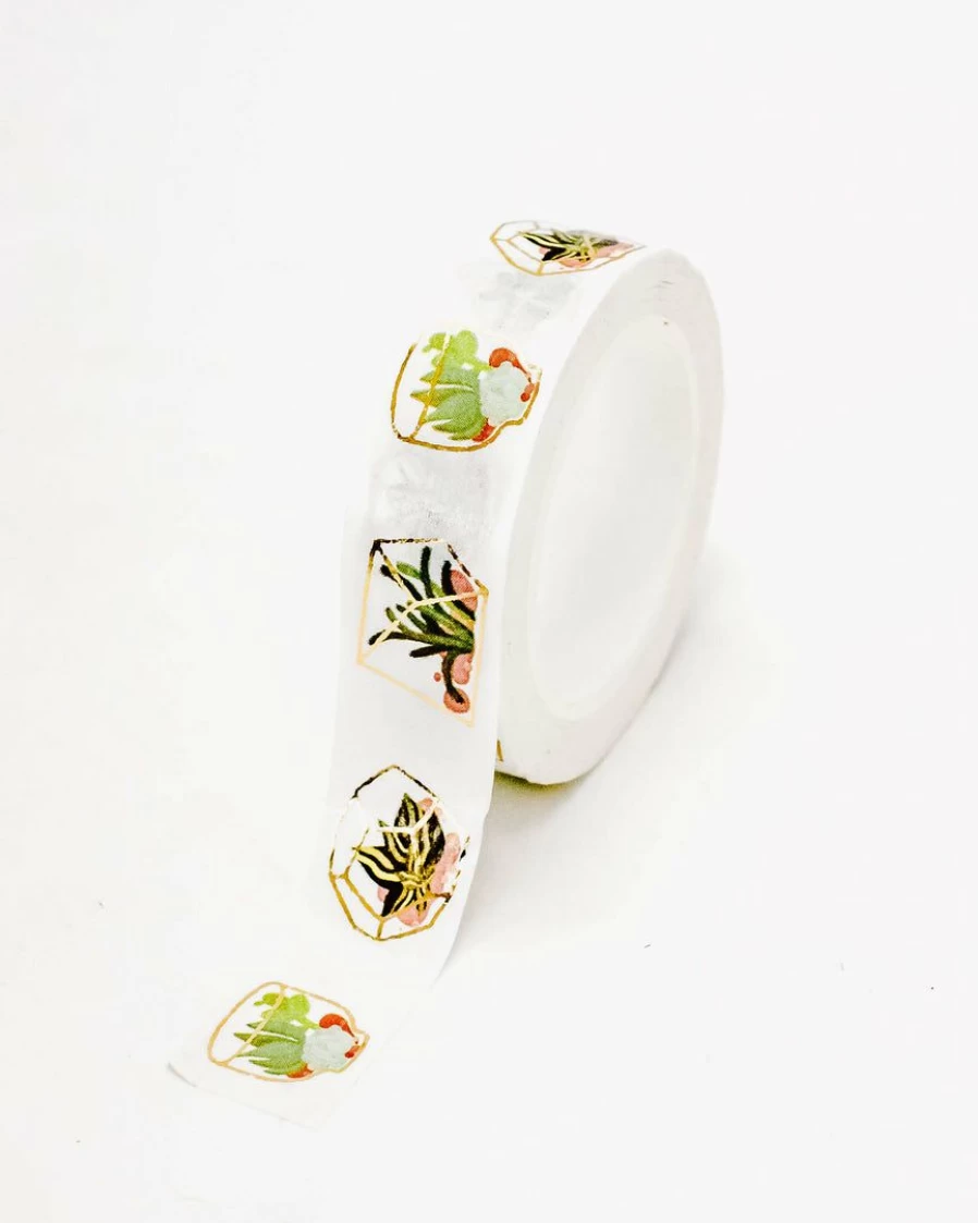 "DIY Gold Terrarium Washi Tape for Crafts - Decorative Scrapbooking & Journaling Supplies"