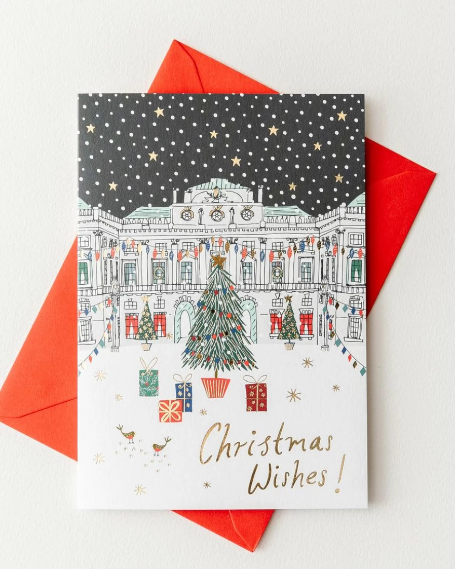 "Jessica Hogarth Festive 'Christmas Wishes' Foil-Printed Greeting Card"