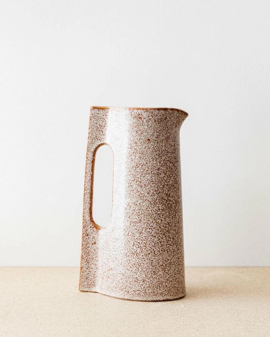 Rustic Speckled Stoneware Pitcher – Handcrafted Ceramic Jug for Farmhouse Decor