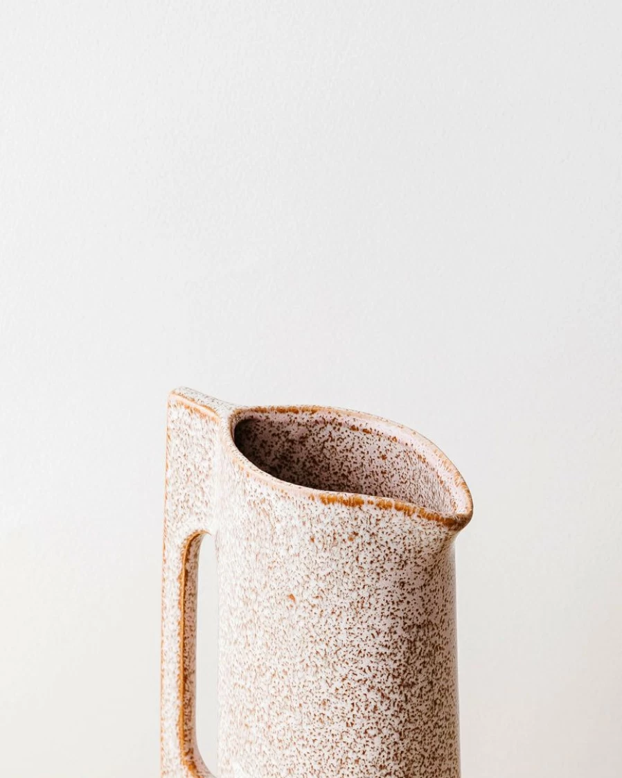 Rustic Speckled Stoneware Pitcher – Handcrafted Ceramic Jug for Farmhouse Decor