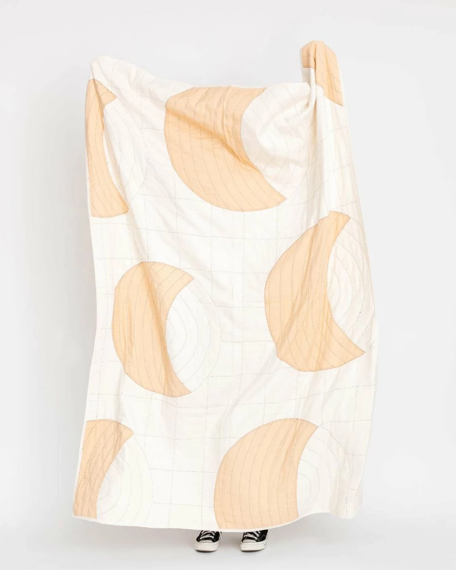 Hand-Sewn Anchal Crescent Cotton Quilt - Premium Handmade Bedspread - Boho Chic Home Decor