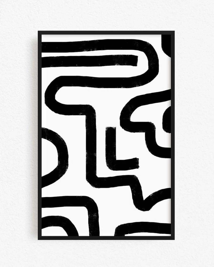 "Lone Fox Abstract Art Print - Un-Fluid Lines Modern Wall Decor"